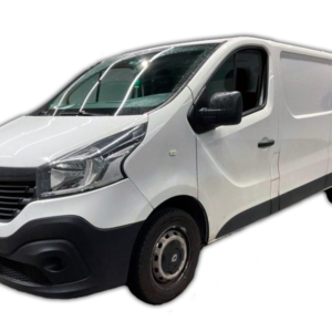 lateral y frontal Renault Trafic Furgón blanca 2018 de segunda mano en Zaragoza, furgoneta industrial de segunda mano.
