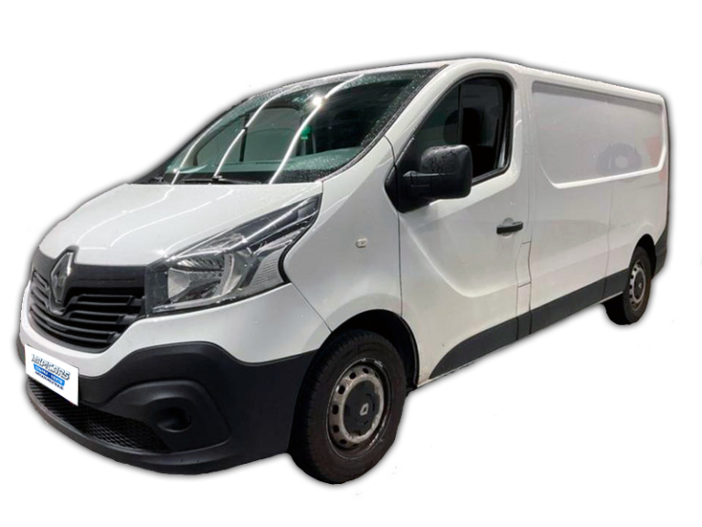 lateral y frontal Renault Trafic Furgón blanca 2018 de segunda mano en Zaragoza, furgoneta industrial de segunda mano.