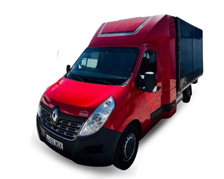 Renault Master MR-ZS furgón con lona rojo metalizado en venta, ideal para transporte profesional y listo para trabajar.