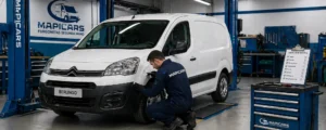 revisión furgoneta segunda mano en taller mecánico inspección vehículo industrial Mapicars